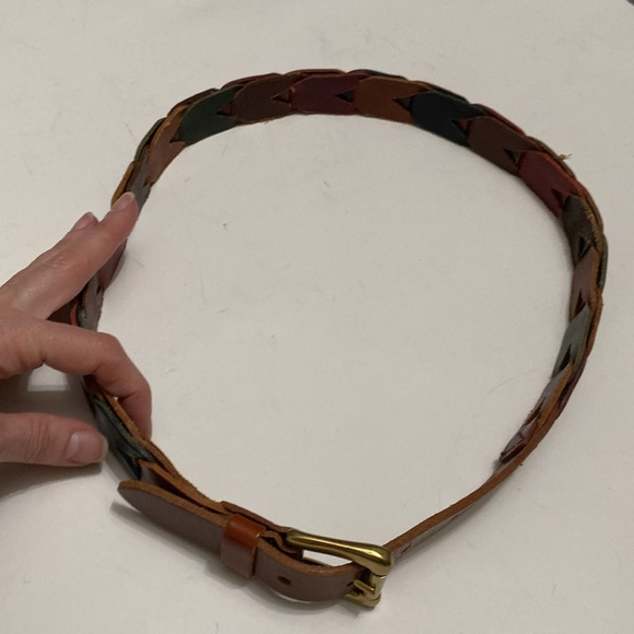 Fossil Multi-colour Leather Belt with Gold Brass Buckle - Picture 12 of 13